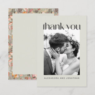 Carte De Remerciements Mariage photo Rustique Sage Taupe Floral Boho