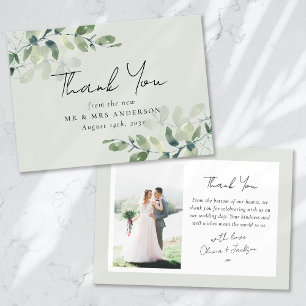 Carte De Remerciements Mariage photo Sage Green Eucalyptus