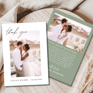 Carte De Remerciements Mariage photo Sage Green Script
