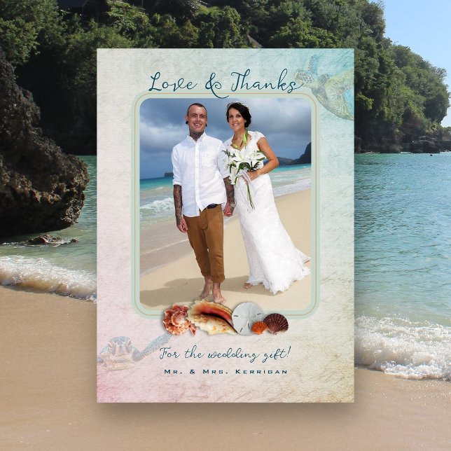 Carte De Remerciements Mariage Photo Sea Turtle Beach Shops (Créateur téléchargé)