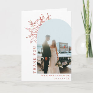 Carte De Remerciements Mariage photo simple en terre cuite florale en arc