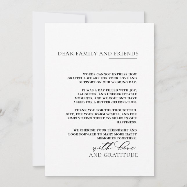 Carte De Remerciements Mariage photo simple et élégant (Devant)