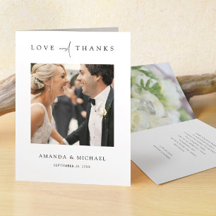 Carte De Remerciements Mariage photo simple et élégant