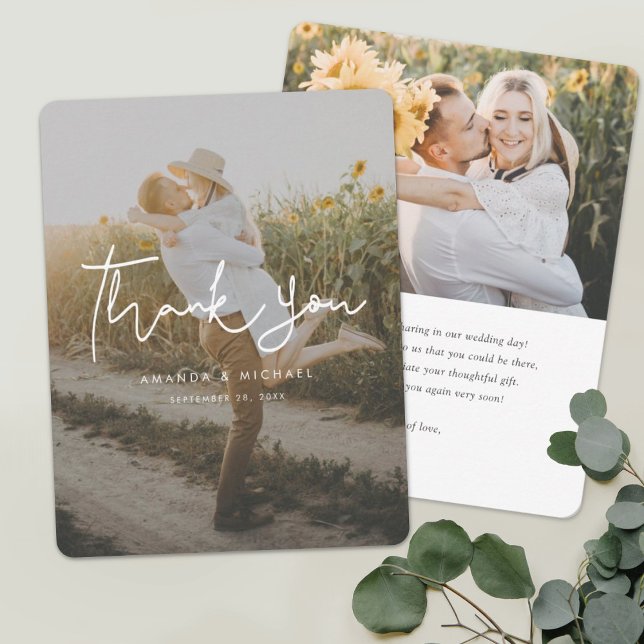 Carte De Remerciements Mariage photo simple et moderne (Créateur téléchargé)