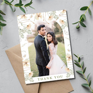 Carte De Remerciements Mariage photo simple Fleur sauvage Arch