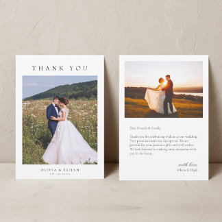 Carte De Remerciements Mariage photo simple moderne