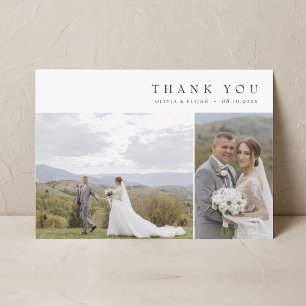 Carte De Remerciements Mariage photo simple moderne W Note 3 Photos