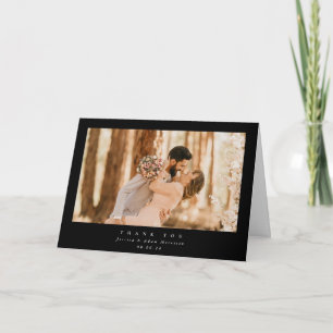 Carte De Remerciements Mariage photo simple noir élégant minimal
