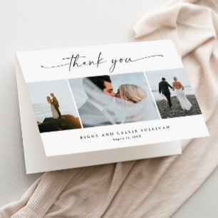 Carte De Remerciements Mariage photo Simple Script 3