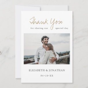 Carte De Remerciements Mariage photo Simply Chic Modern Gold Script