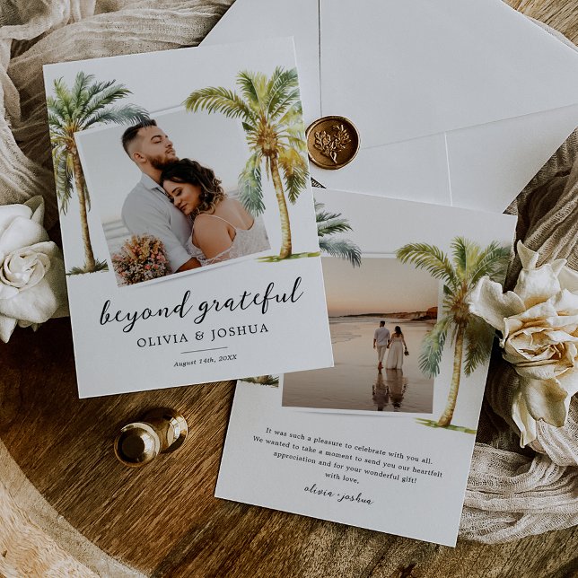 Carte De Remerciements Mariage photo Tropical Beach (Créateur téléchargé)