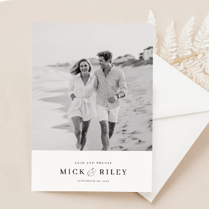 Carte De Remerciements Mariage photo typographie élégante moderne