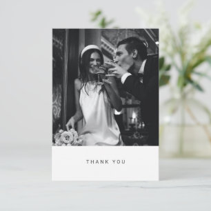 Carte De Remerciements Mariage photo typographie moderne minimaliste noir