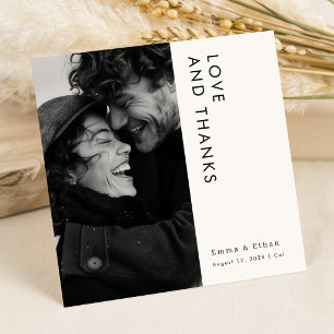 Carte De Remerciements Mariage Photo Typographie Moderne Simple