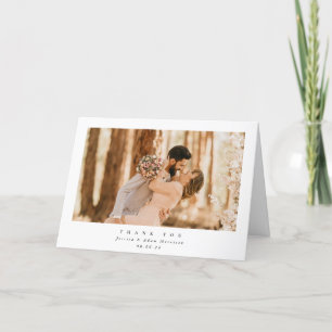 Carte De Remerciements Mariage photo unique blanc élégant minimaliste