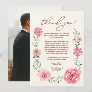 Carte De Remerciements Mariage photo Watercolor Floral Boho