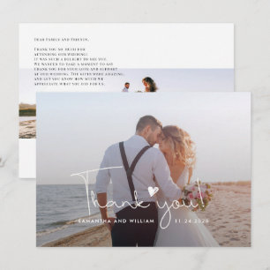 Carte De Remerciements Mariage Photos Script Love Heart