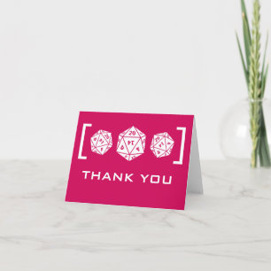 Carte de remerciements Mariage Pink D20 Dice
