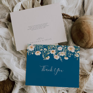 Carte De Remerciements Mariage plat classique Boho Blush Fleur sauvage