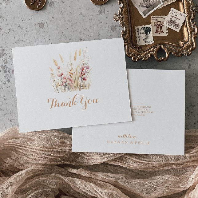 Carte De Remerciements Mariage plat de la prairie sauvage de automne (Créateur téléchargé)