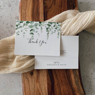 Carte de remerciements Mariage plat Eucalyptus Ver