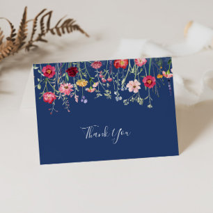 Carte De Remerciements Mariage plié Boho Multicolor Fleur sauvage