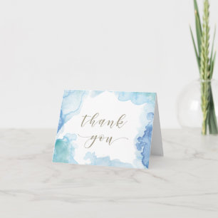 Carte de remerciements Mariage plié couleur bleu