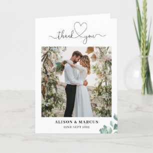 Carte de remerciements mariage plié Eucalyptus