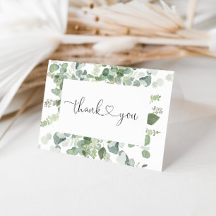 Carte de remerciements Mariage plié Eucalyptus ver