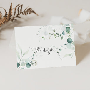 Carte de remerciements Mariage plié Eucalyptus ver