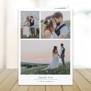 Carte De Remerciements Mariage plié minimaliste à plusieurs photos