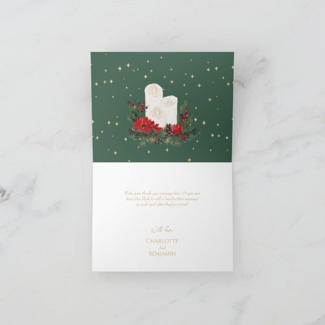Carte de remerciements Mariage plié Noël classique (Intérieur)