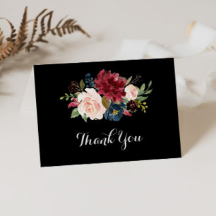 Carte De Remerciements Mariage plié rustique noir