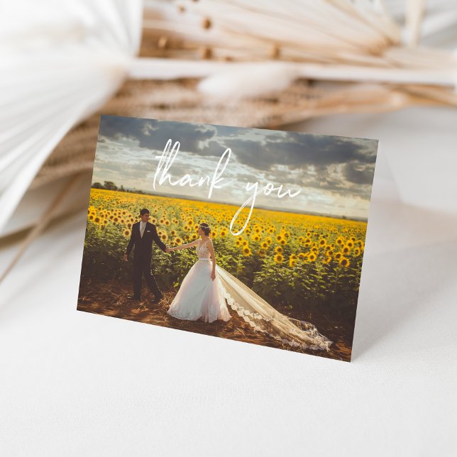 Carte de remerciements Mariage plié - Script blanc (Créateur téléchargé)