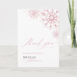 Carte De Remerciements Mariage plié sous la neige rose