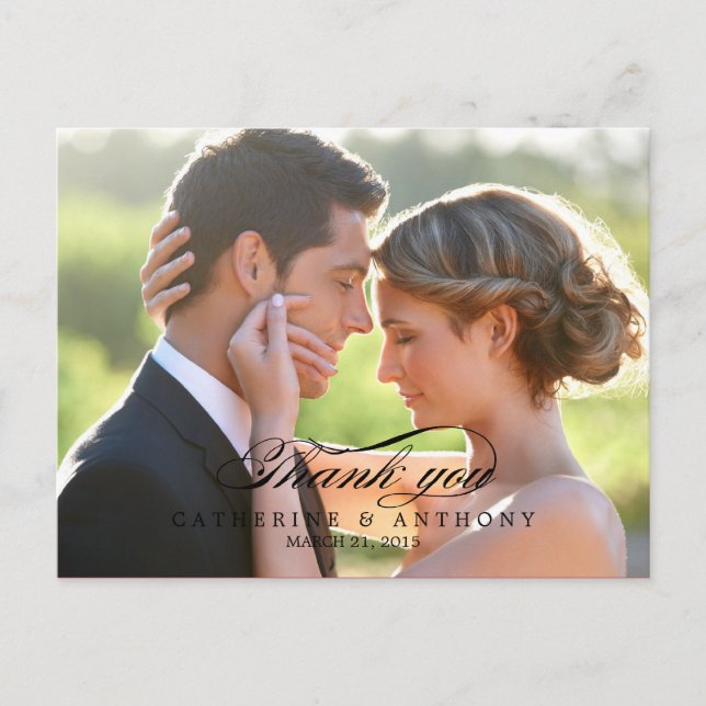 Carte de remerciements Mariage pur Elegance - Noir (Devant)