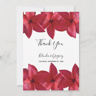 Carte De Remerciements Mariage Red Plumeria Frangipani