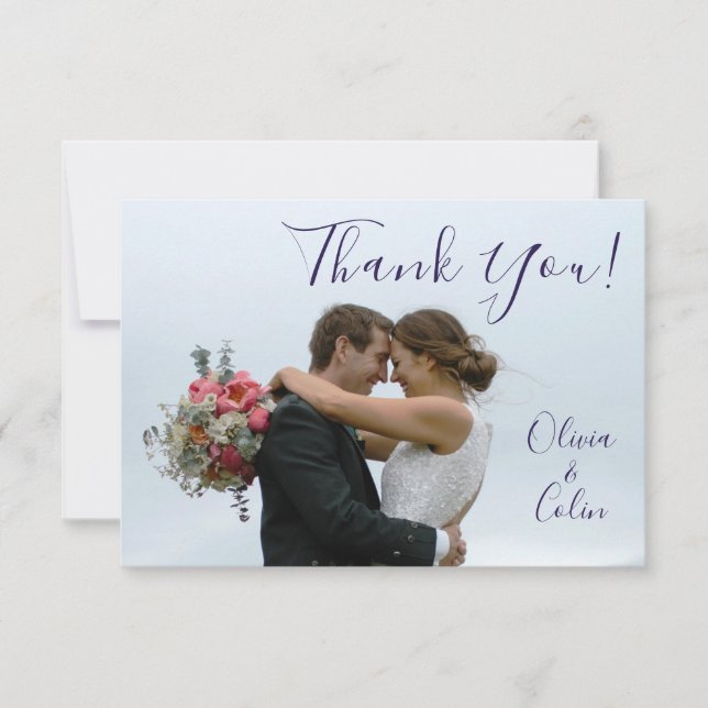 Carte De Remerciements Mariage Remerciements Mariée Marié Photo (Devant)