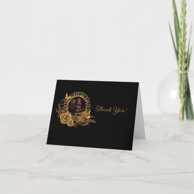 Carte De Remerciements Mariage romantique gothique (Devant)