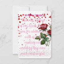 Carte de remerciements Mariage romantique Rose rou