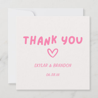 Carte de remerciements Mariage rose