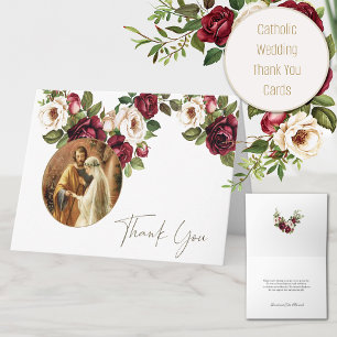 Carte De Remerciements Mariage Rose catholique Mary & Joseph