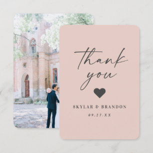 Carte De Remerciements Mariage rose clair minimaliste simple