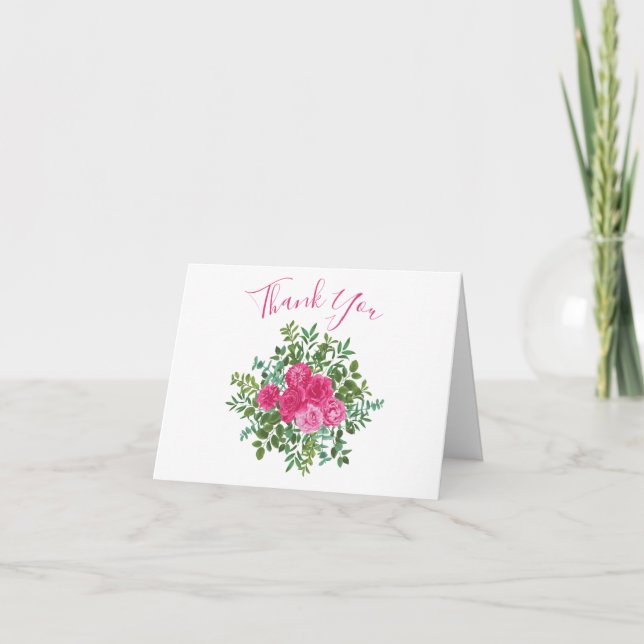 Carte De Remerciements Mariage rose clair Roses Floral moderne (Devant)