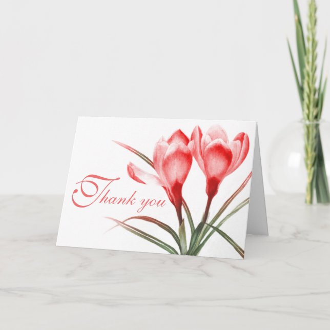 Carte de remerciements mariage rose crocus (Devant)