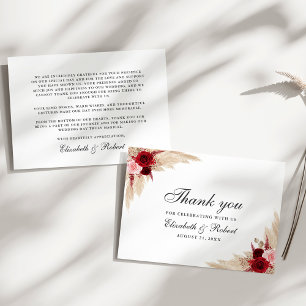 Carte De Remerciements Mariage Rose de Bourgogne