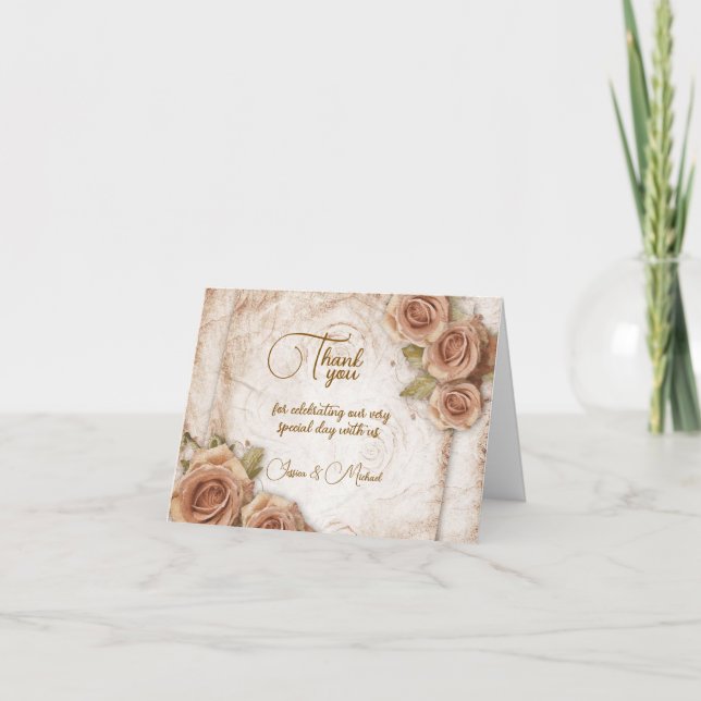 Carte De Remerciements Mariage Rose de couleur douce (Devant)