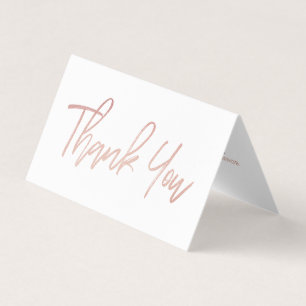 Carte de remerciements Mariage rose de script Gold