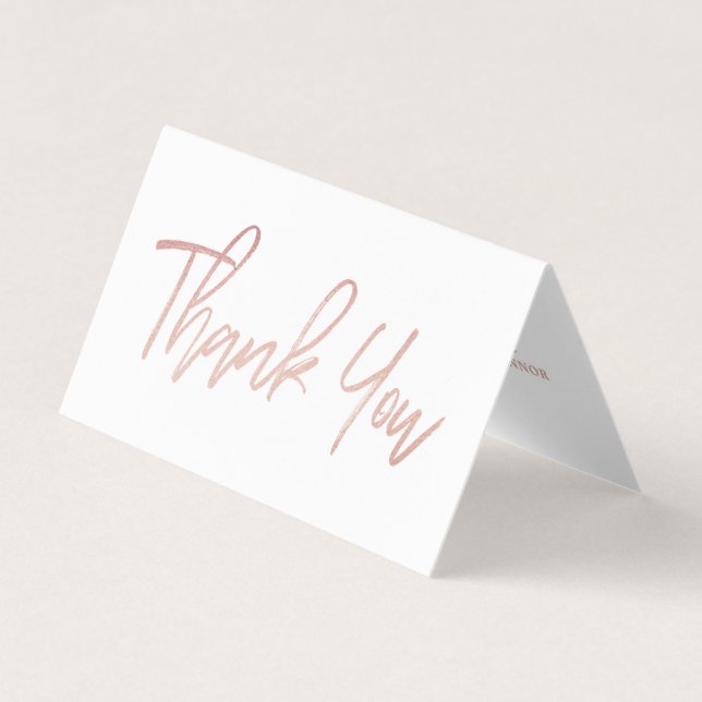 Carte de remerciements Mariage rose de script Gold (Devant)
