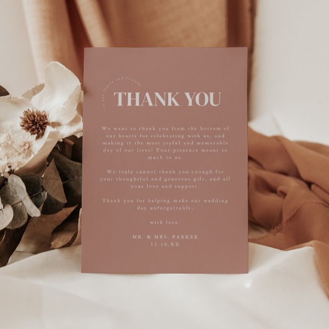Carte De Remerciements Mariage Rose Dusty simple et moderne (Créateur téléchargé)